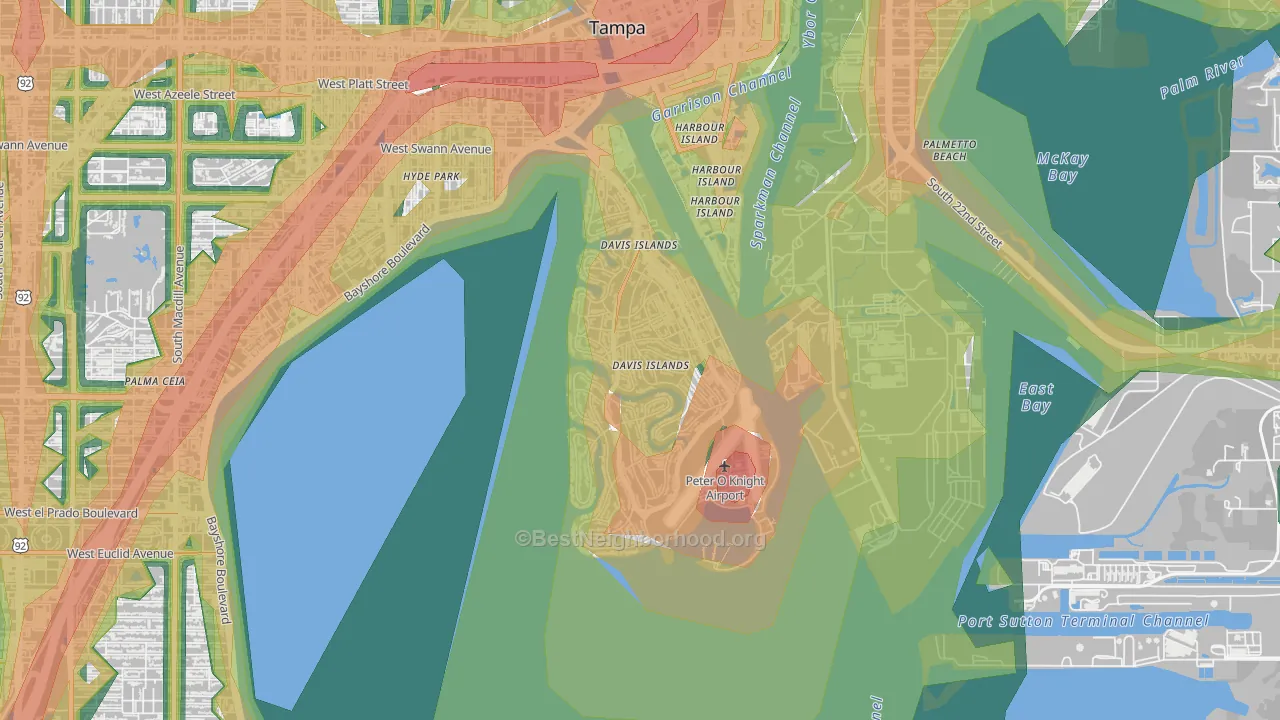 Davis Island, Tampa, FL Map of Noise Levels in Davis Island
