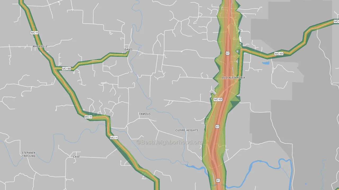 Davis, MO Map of Noise Levels in Davis