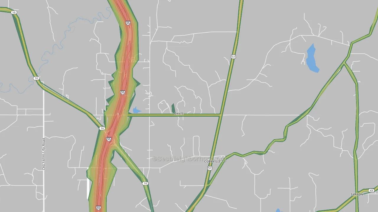Davis, MS Map of Noise Levels in Davis