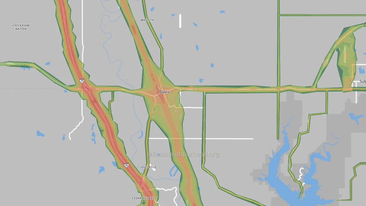 Davis, OK Map of Noise Levels in Davis