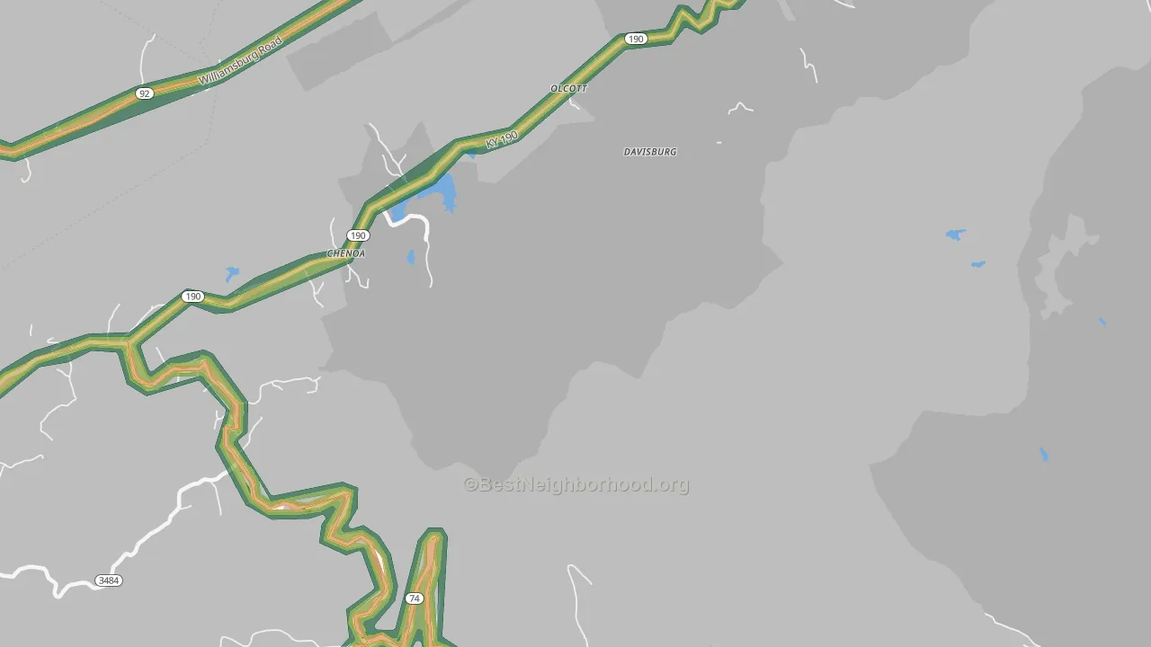 Davisburg, KY Map of Noise Levels in Davisburg