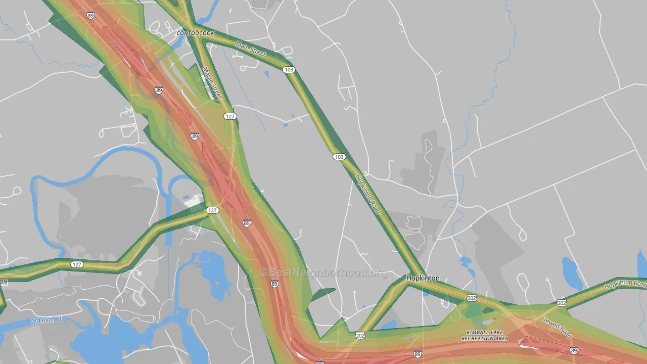 Davisville, NH Map of Noise Levels in Davisville