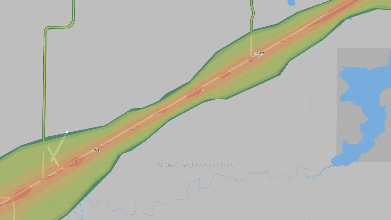 Dawn, TX Map of Noise Levels in Dawn