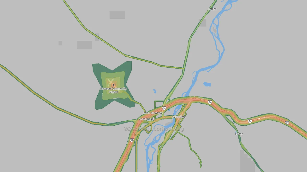 Dawson County, MT Map of Noise Levels in Dawson County