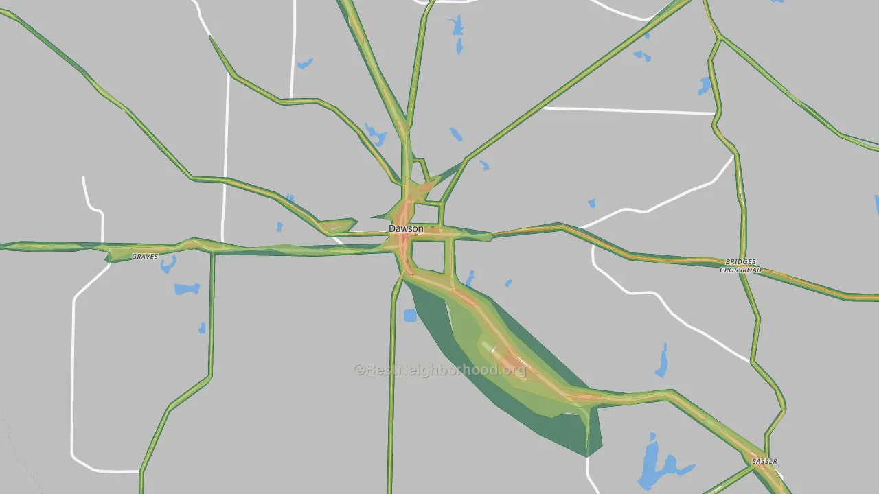 Dawson, GA Map of Noise Levels in Dawson