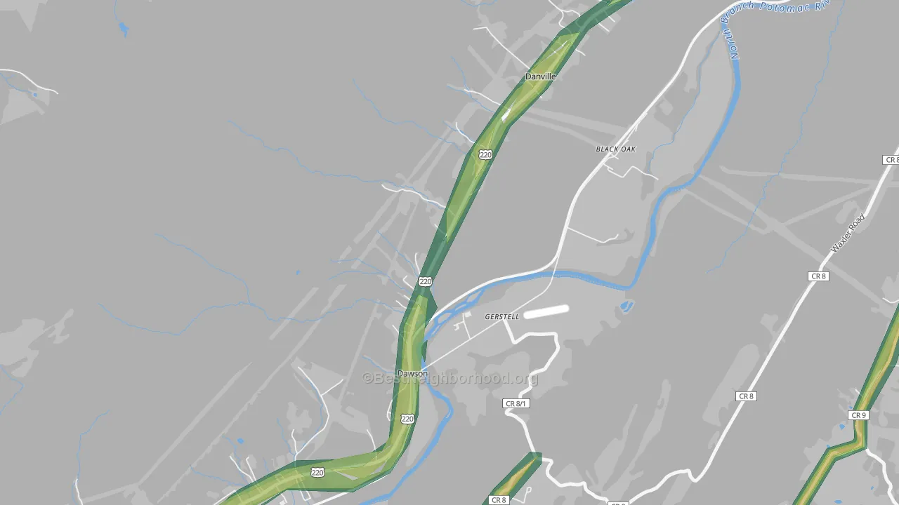 Dawson, MD Map of Noise Levels in Dawson