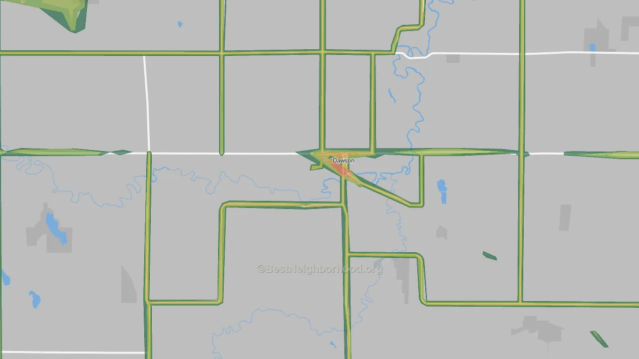 Dawson, MN Map of Noise Levels in Dawson
