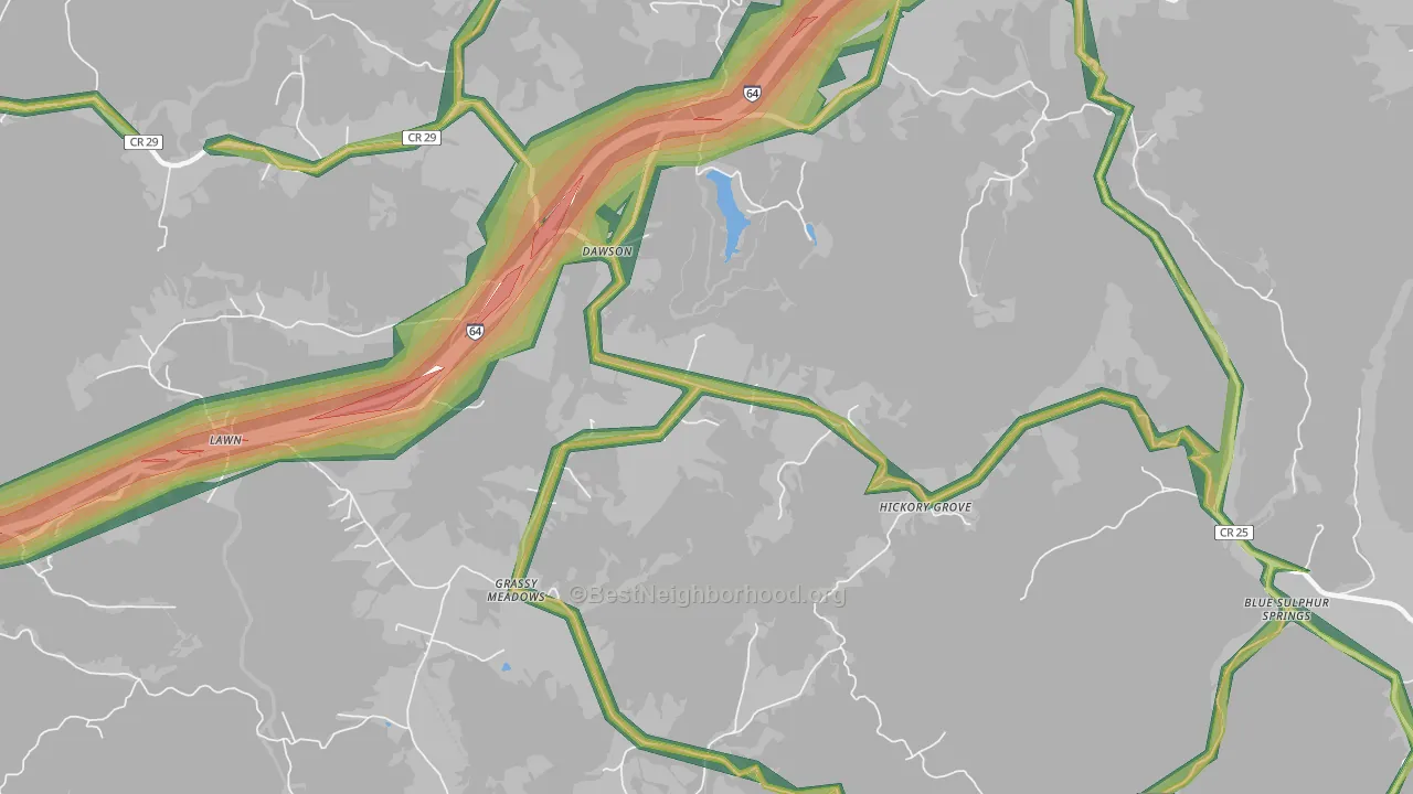 Dawson, WV Map of Noise Levels in Dawson