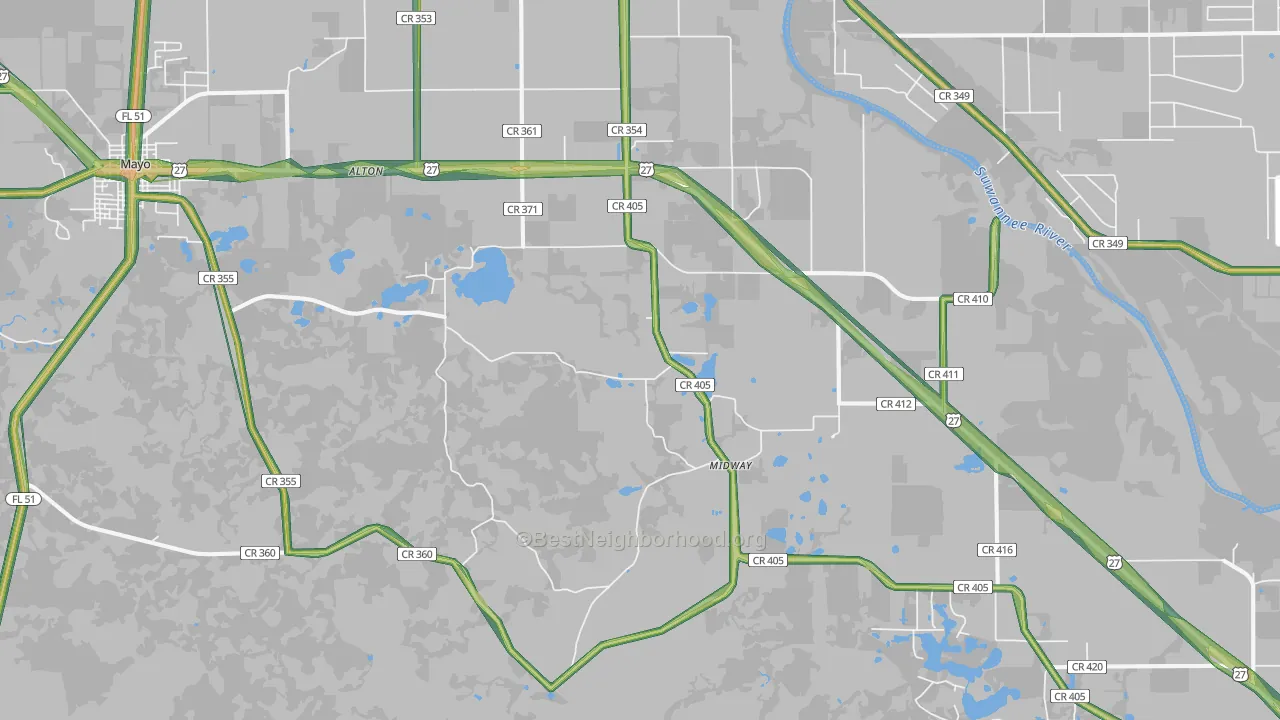 Day, FL Map of Noise Levels in Day