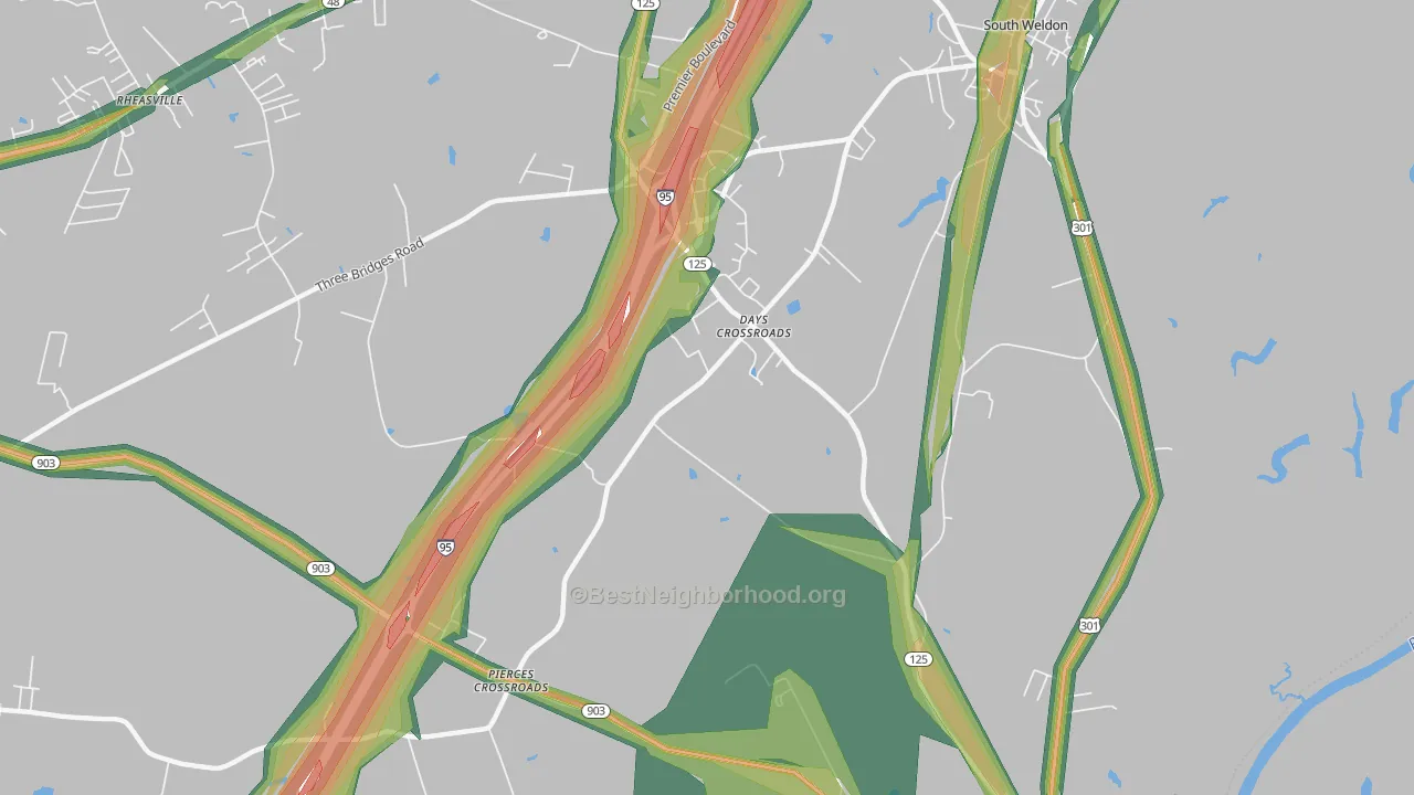 Days Crossroads, NC Map of Noise Levels in Days Crossroads