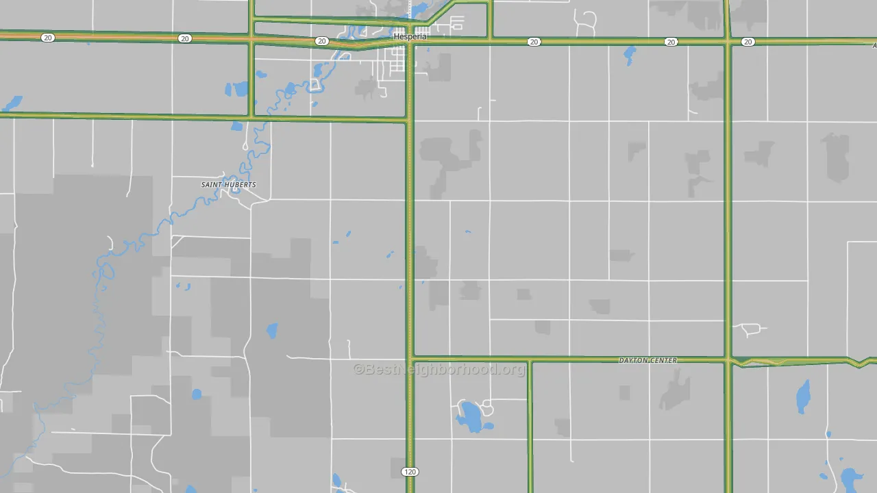 Dayton Center, MI Map of Noise Levels in Dayton Center