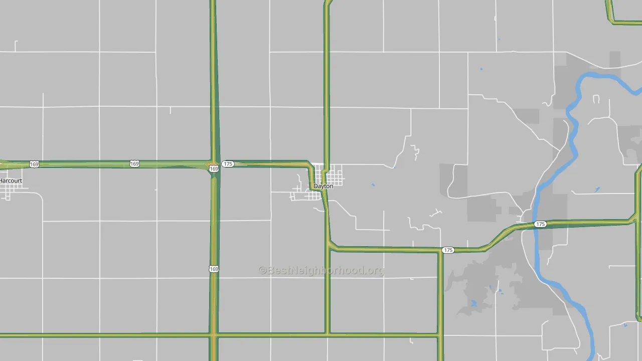 Dayton, IA Map of Noise Levels in Dayton