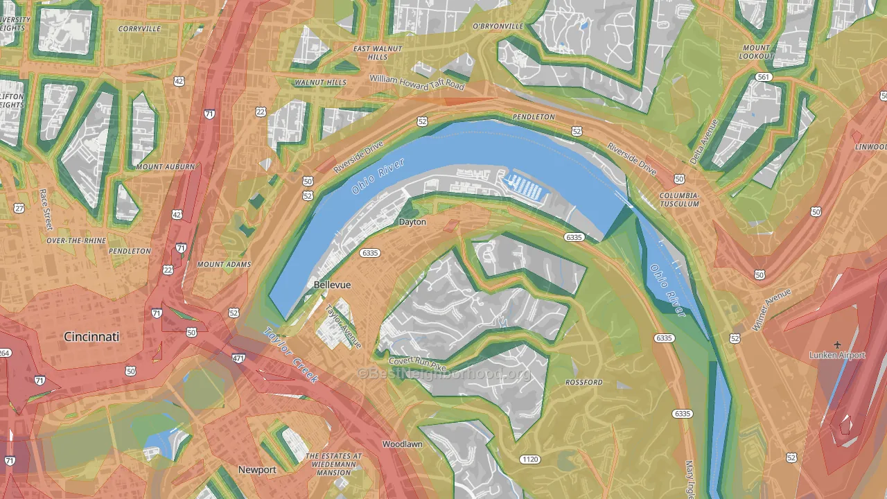 Dayton, KY Map of Noise Levels in Dayton