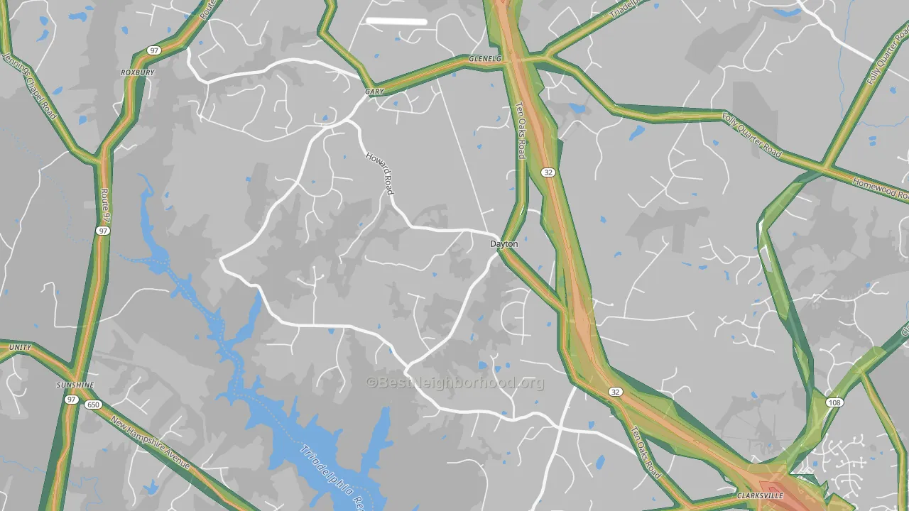 Dayton, MD Map of Noise Levels in Dayton