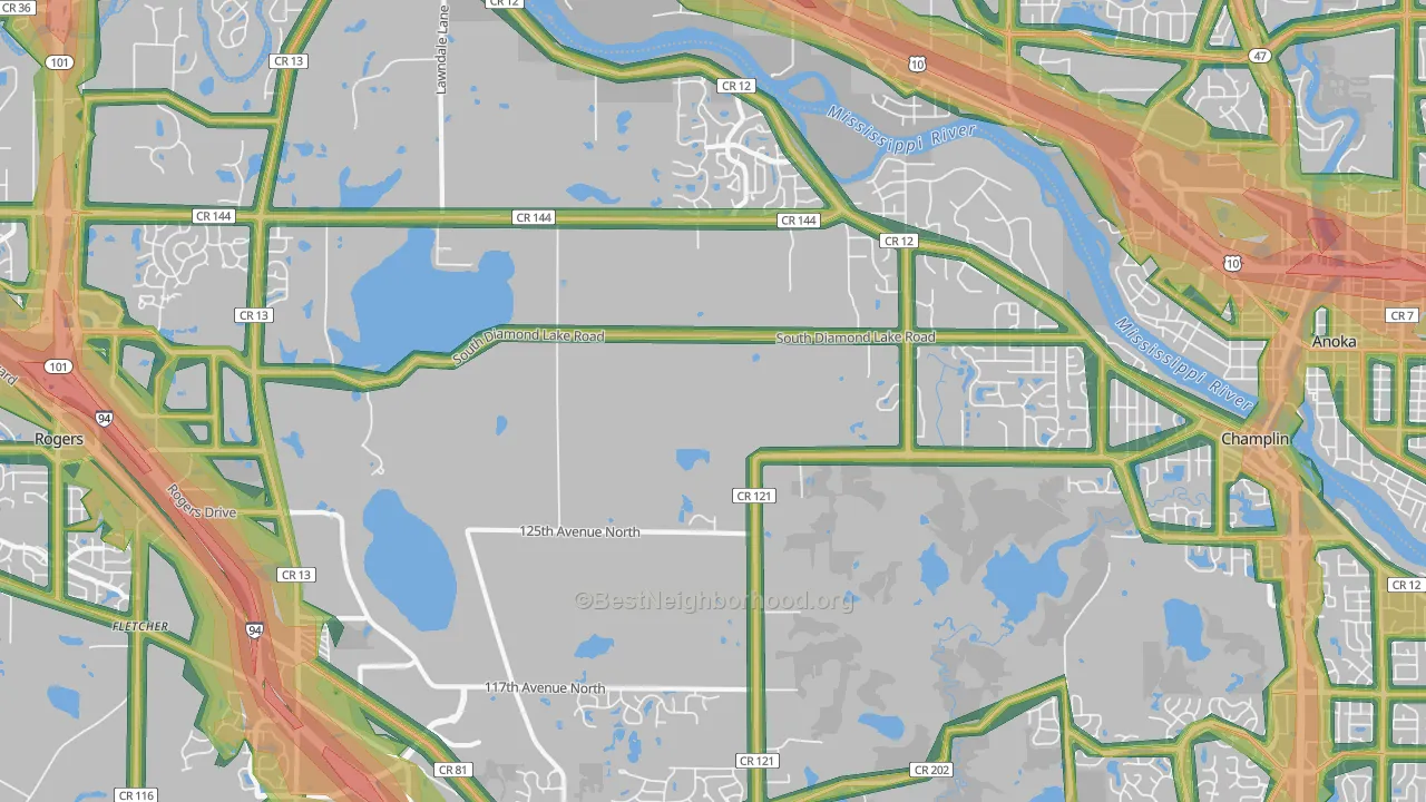 Dayton, MN Map of Noise Levels in Dayton