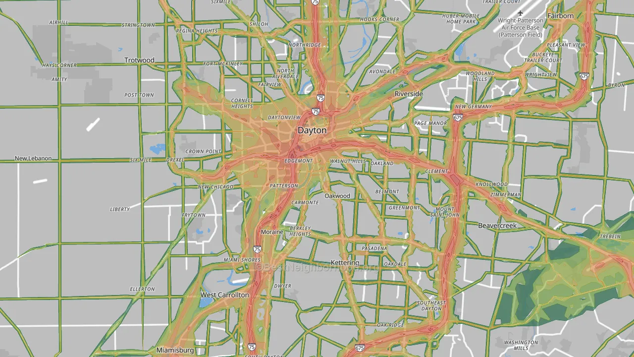 Dayton, OH Map of Noise Levels in Dayton