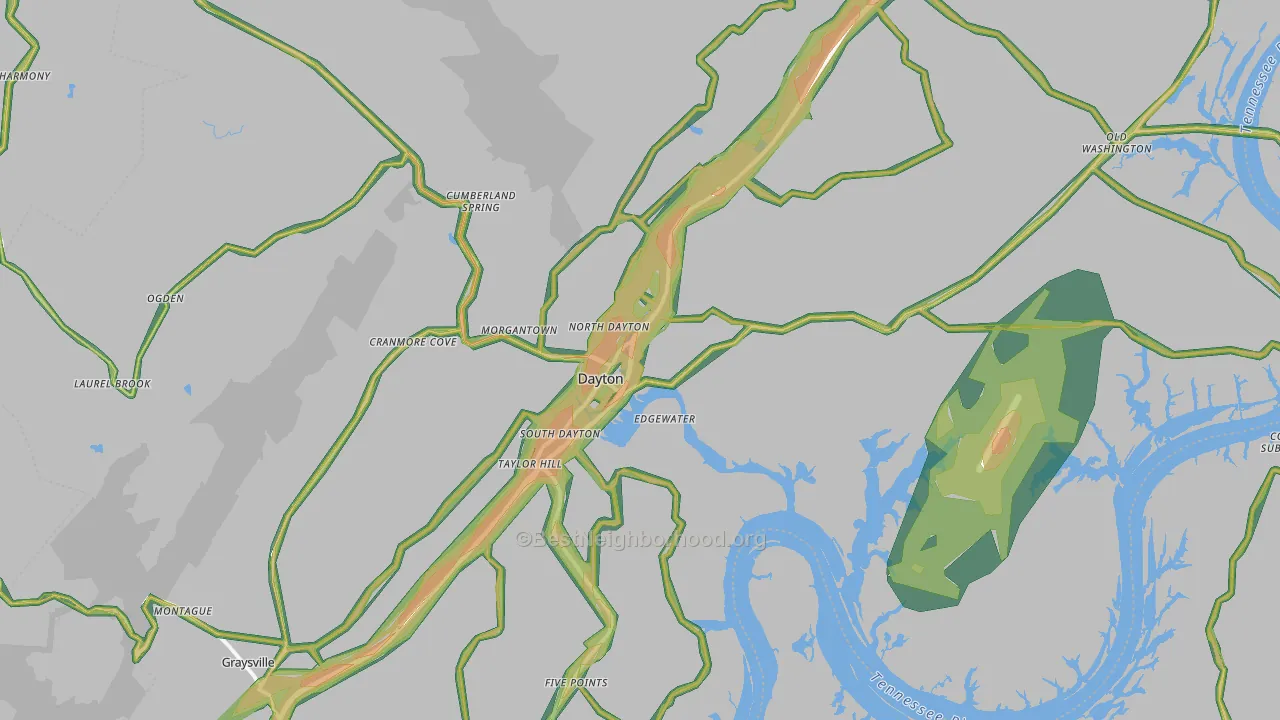 Dayton, TN Map of Noise Levels in Dayton