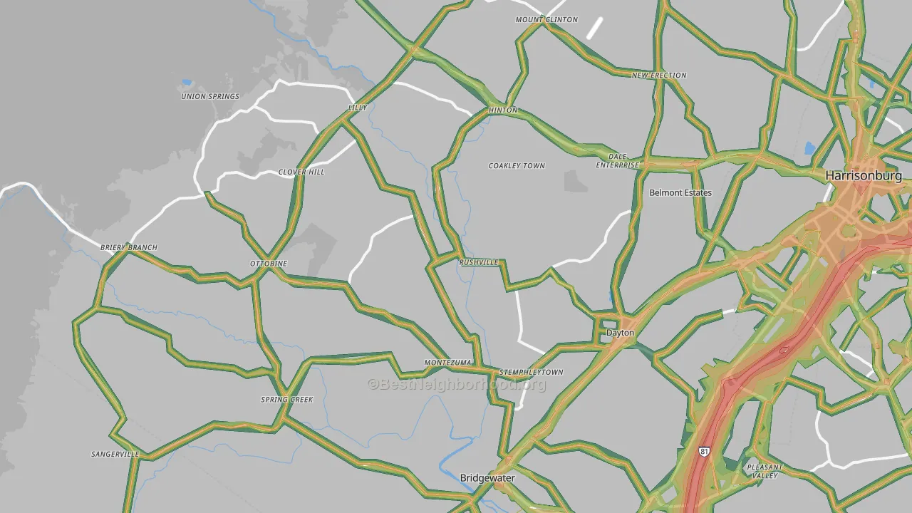 Dayton, VA Map of Noise Levels in Dayton