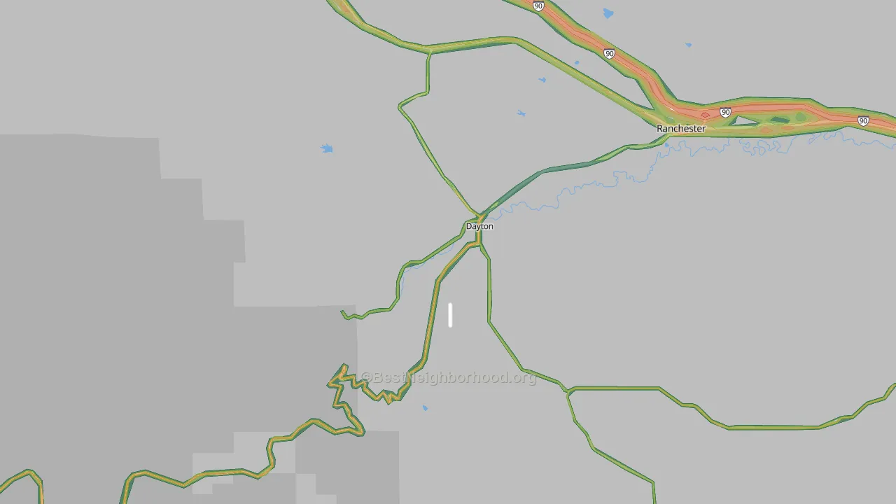 Dayton, WY Map of Noise Levels in Dayton