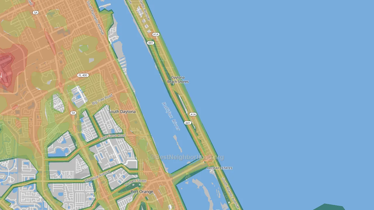 Daytona Beach Shores, FL Map of Noise Levels in Daytona Beach Shores