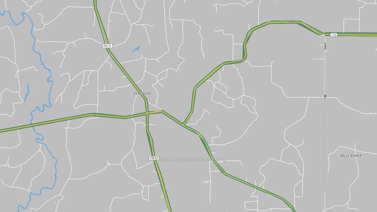 Deadwood, TX Map of Noise Levels in Deadwood