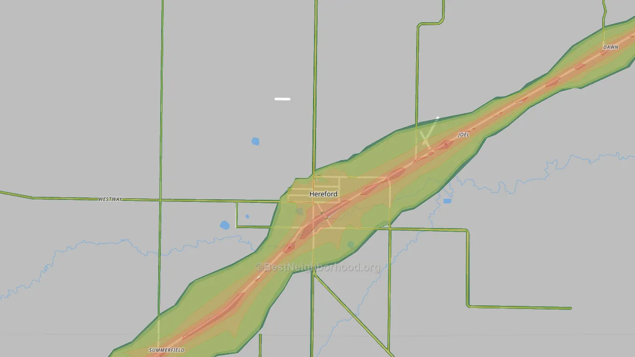 Deaf Smith County, TX Map of Noise Levels in Deaf Smith County