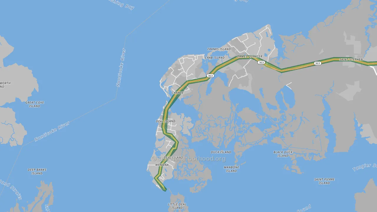 Deal Island, MD Map of Noise Levels in Deal Island
