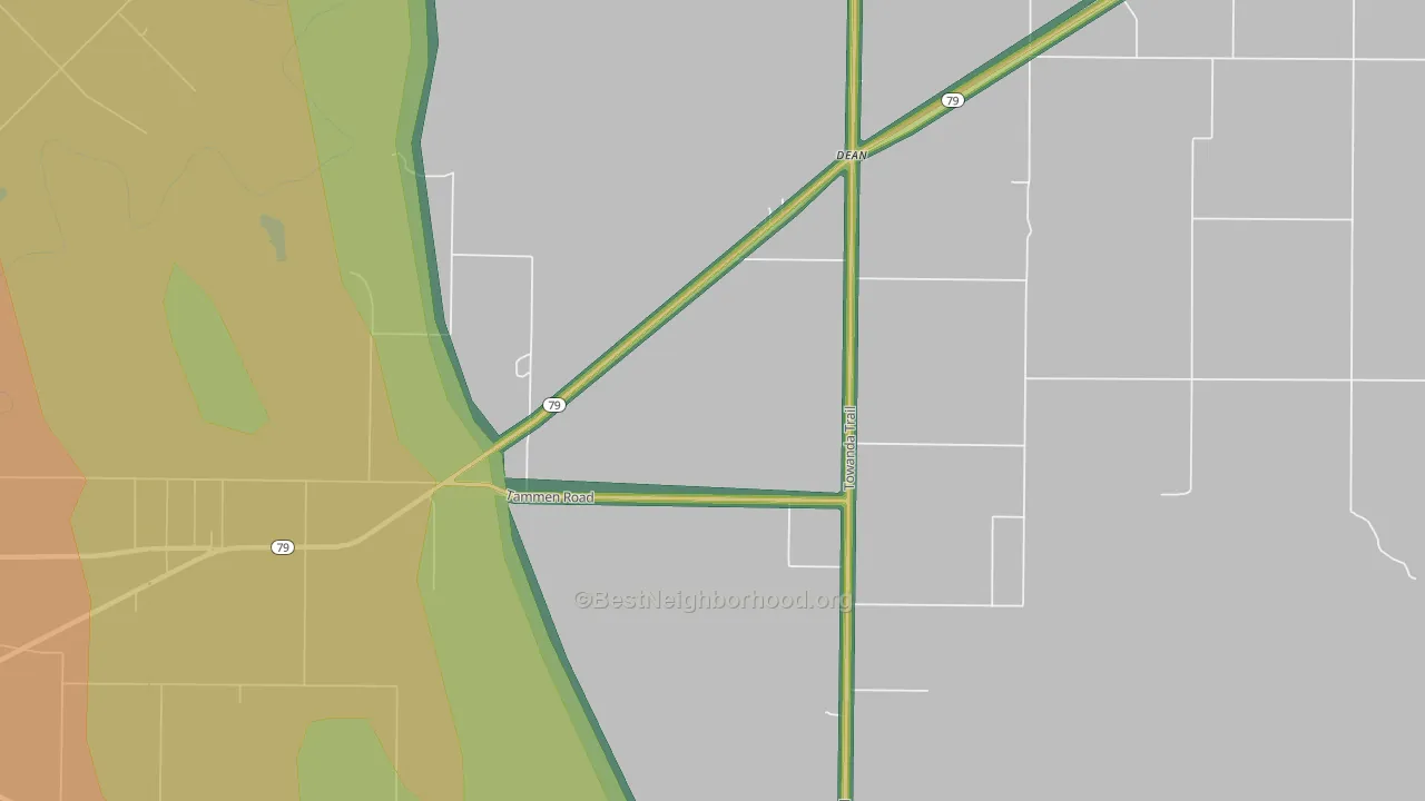 Dean, TX Map of Noise Levels in Dean
