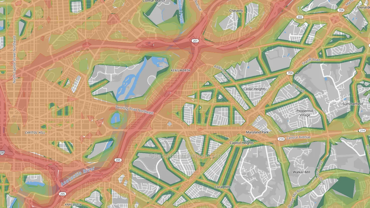 Deanwood, Washington, DC Map of Noise Levels in Deanwood
