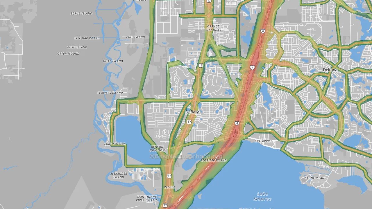 DeBary, FL Map of Noise Levels in DeBary