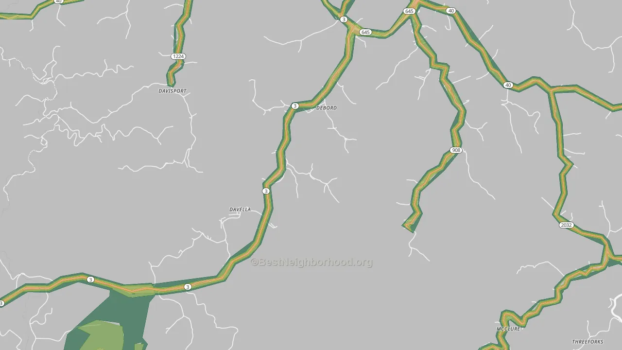 DeBord, KY Map of Noise Levels in DeBord