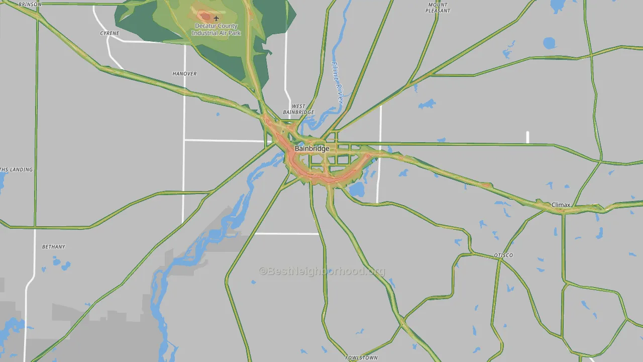 Decatur County, GA Map of Noise Levels in Decatur County