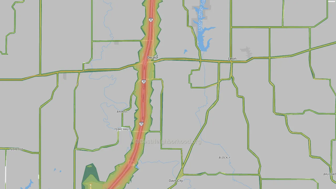 Decatur County, IA Map of Noise Levels in Decatur County