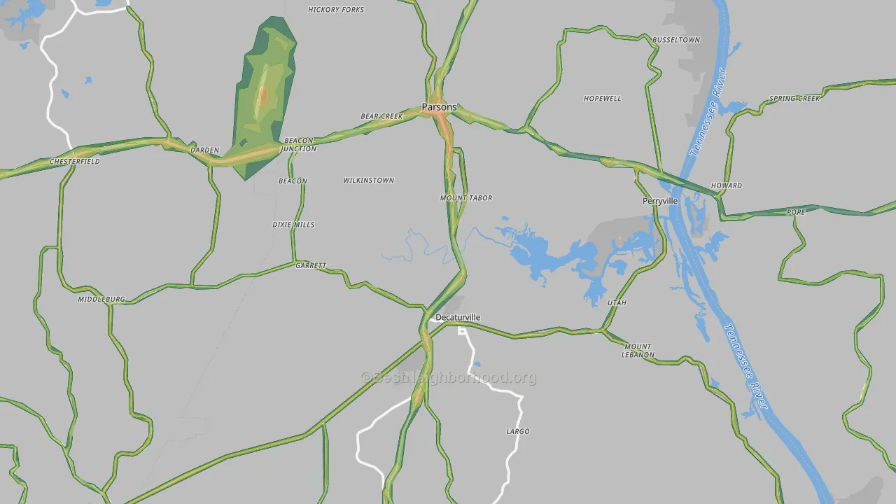 Decatur County, TN Map of Noise Levels in Decatur County