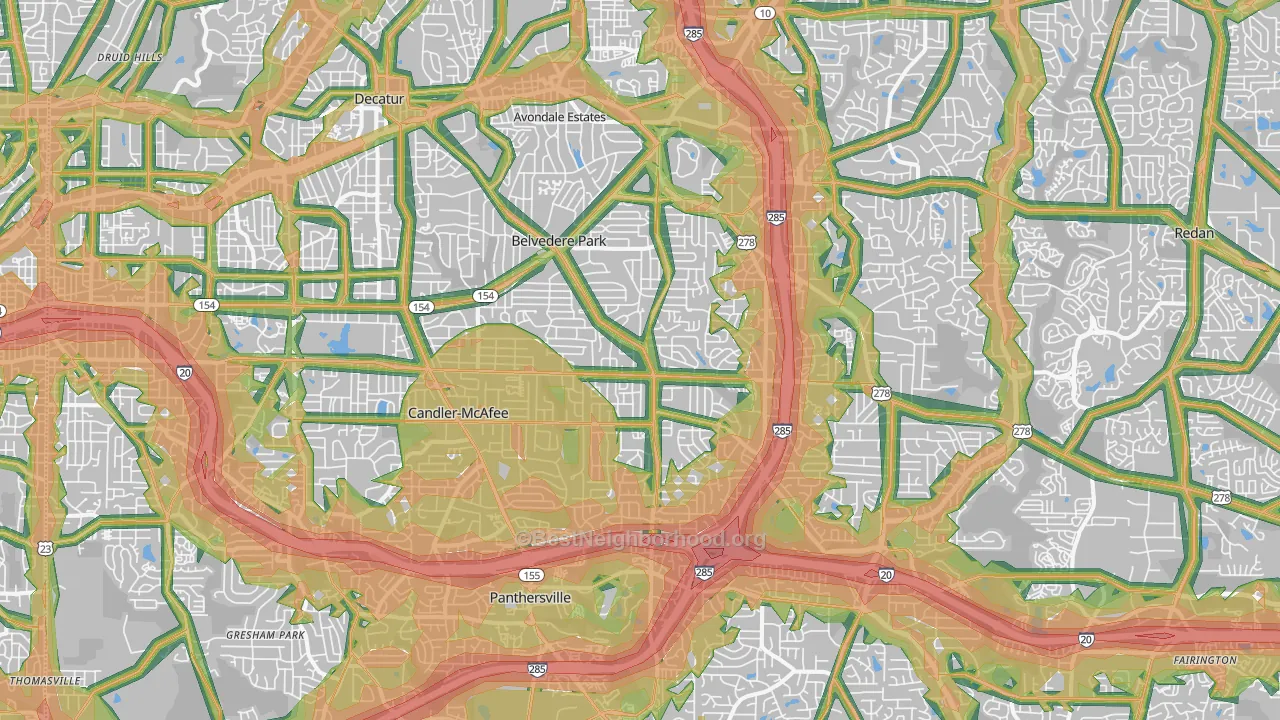 Decatur, GA Map of Noise Levels in Decatur