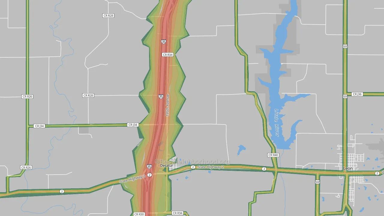 Decatur, IA Map of Noise Levels in Decatur
