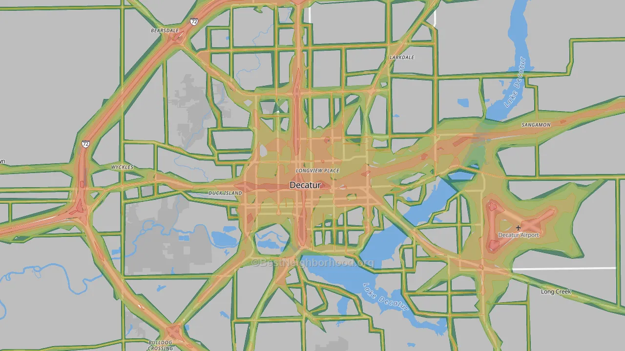 Decatur, IL Map of Noise Levels in Decatur