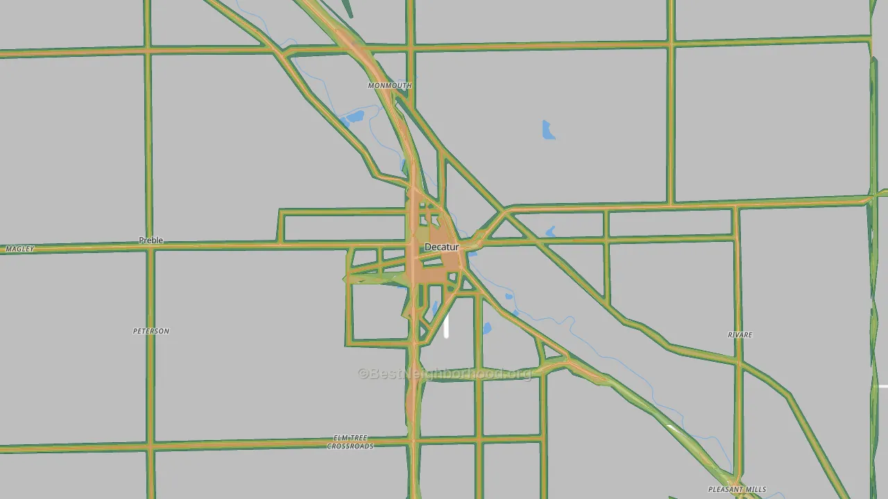 Decatur, IN Map of Noise Levels in Decatur