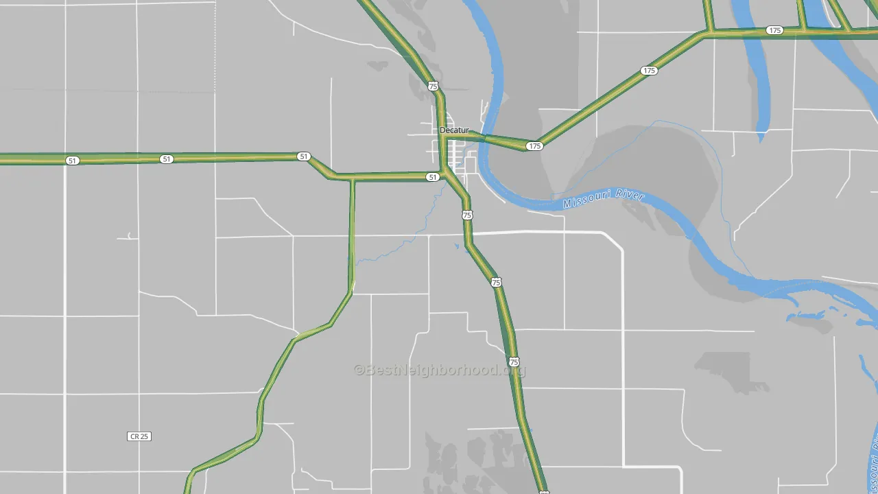Decatur, NE Map of Noise Levels in Decatur