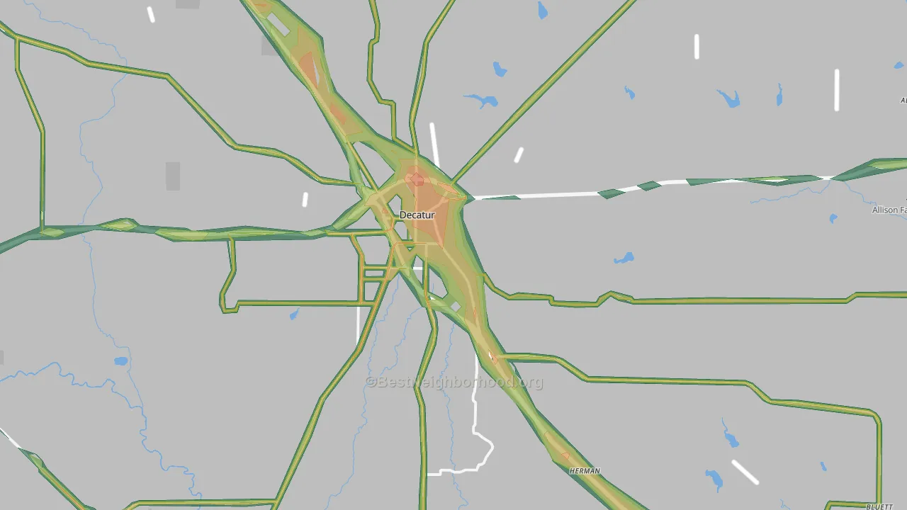 Decatur, TX Map of Noise Levels in Decatur