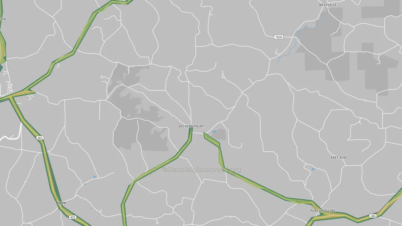 Deckers Point, PA Map of Noise Levels in Deckers Point