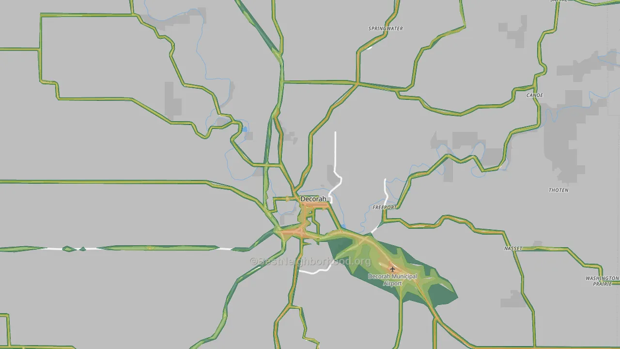Decorah, IA Map of Noise Levels in Decorah