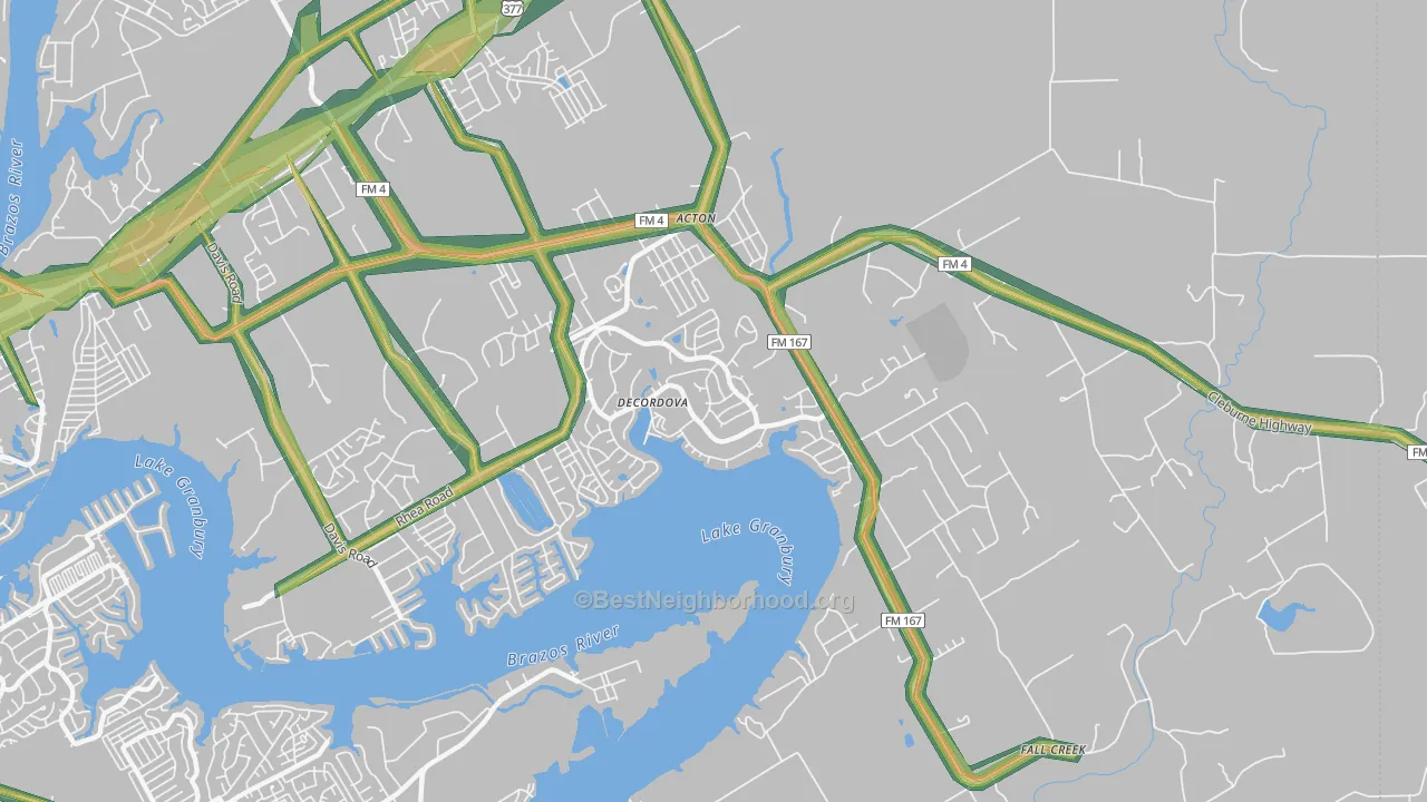 DeCordova, TX Map of Noise Levels in DeCordova