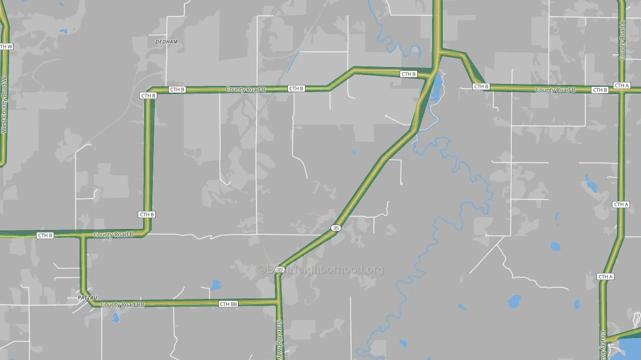 Dedham, WI Map of Noise Levels in Dedham