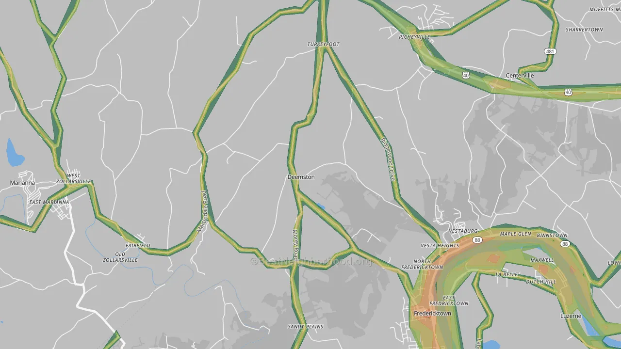Deemston, PA Map of Noise Levels in Deemston