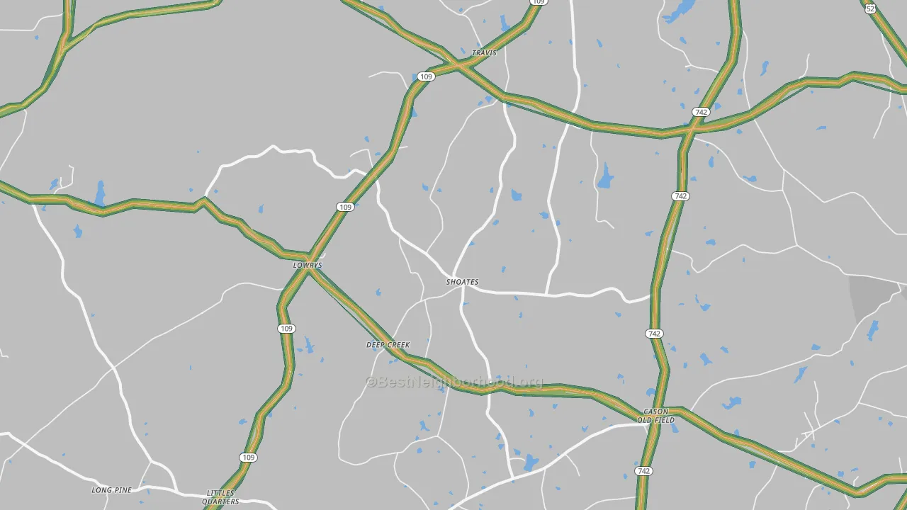 Deep Creek, NC Map of Noise Levels in Deep Creek
