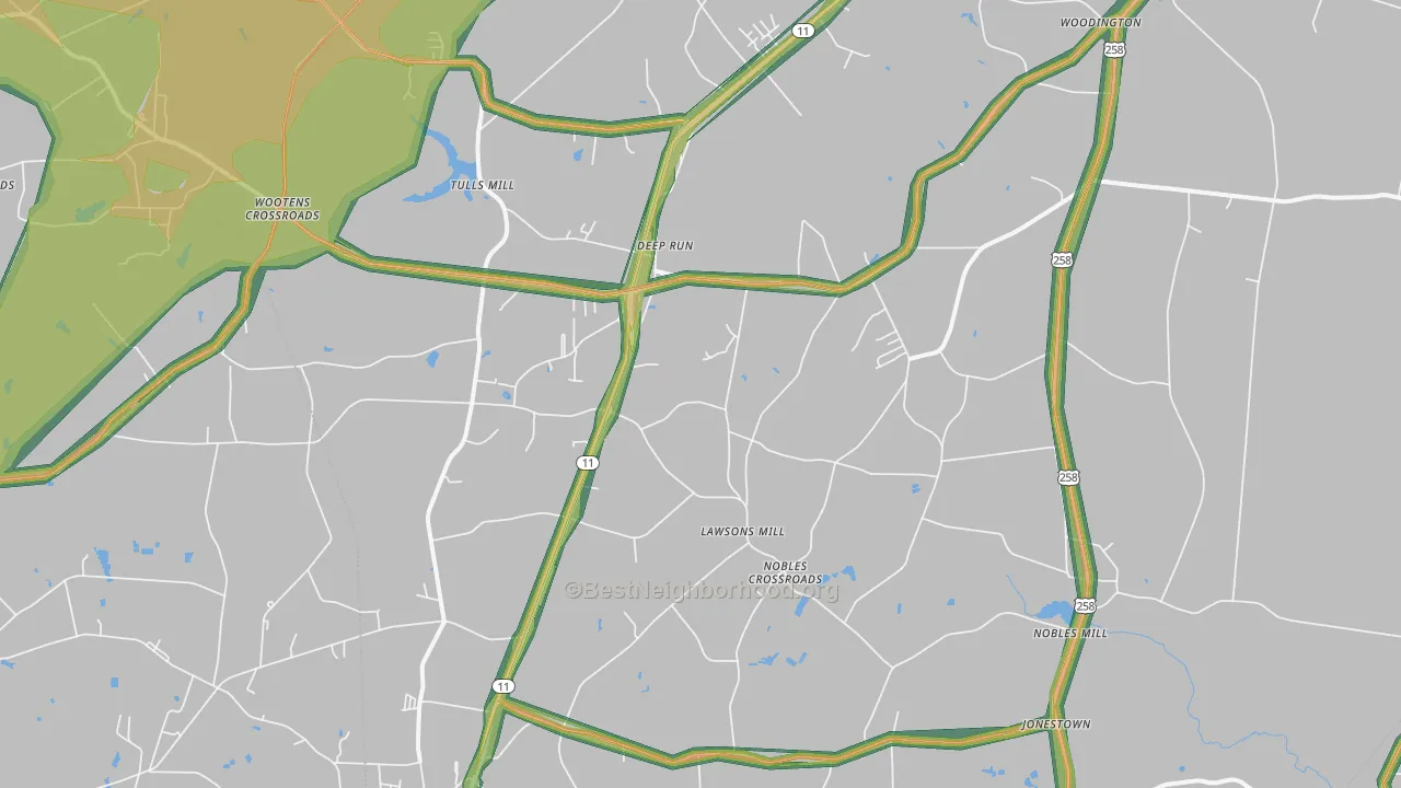 Deep Run, NC Map of Noise Levels in Deep Run
