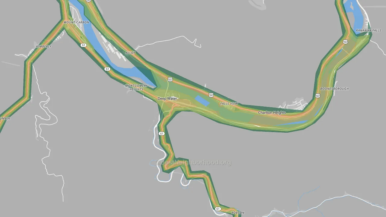Deep Water, WV Map of Noise Levels in Deep Water