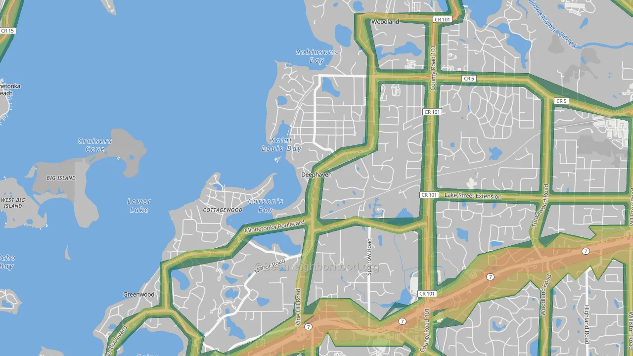 Deephaven, MN Map of Noise Levels in Deephaven