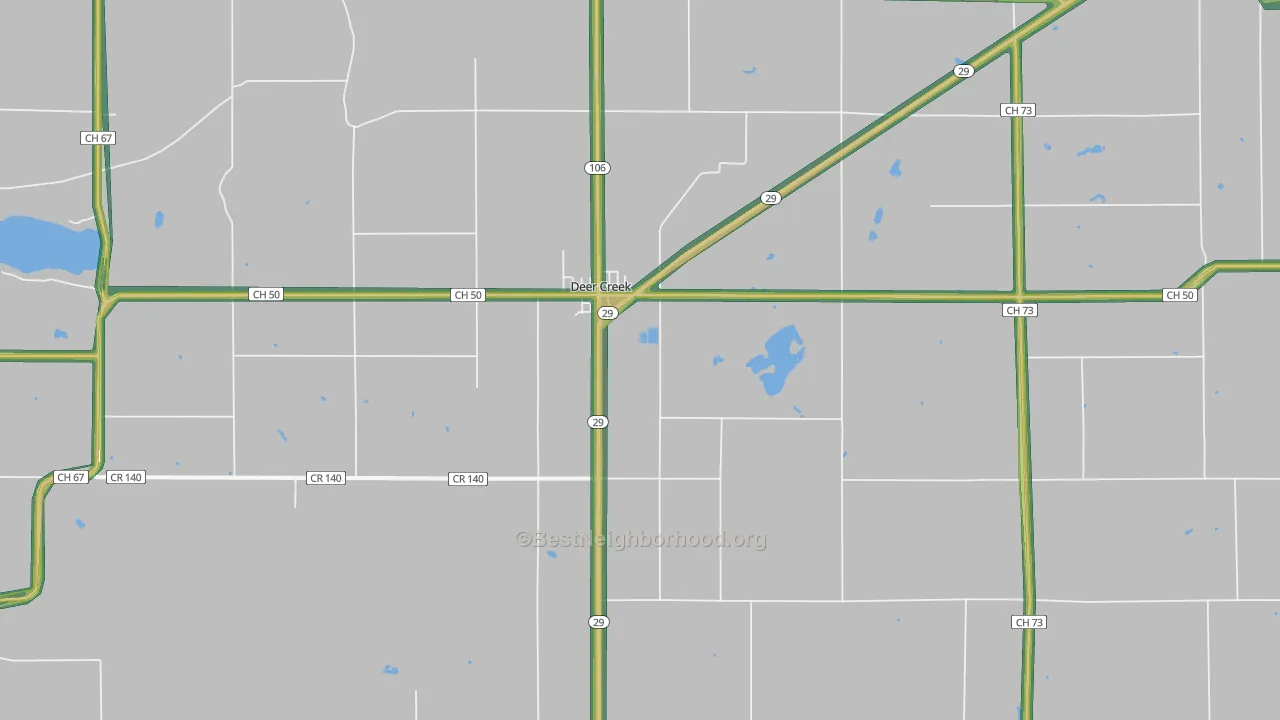 Deer Creek, MN Map of Noise Levels in Deer Creek